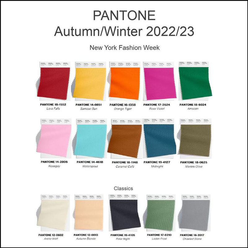 Jacket Society: Pantone Color Trends For Fall Winter 2022/2023 | Milled