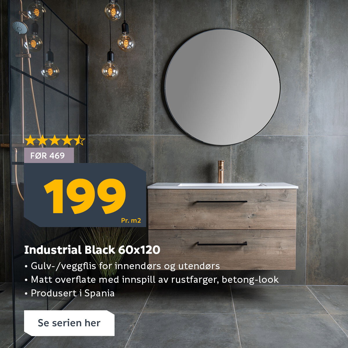 Industrial Black gulvflis
