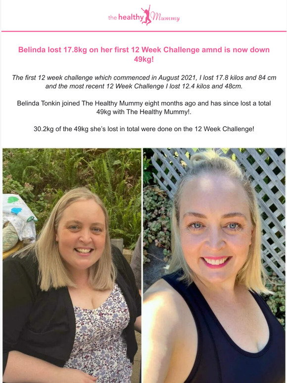 The Healthy Mummy Belinda's incredible 17.8kg 12 Week Transformation 😵