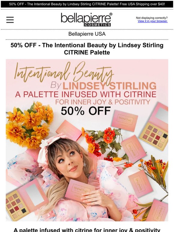 50% OFF - The Intentional Beauty by Lindsey Stirling CITRINE Palette - Bellapierre Cosmetics USA