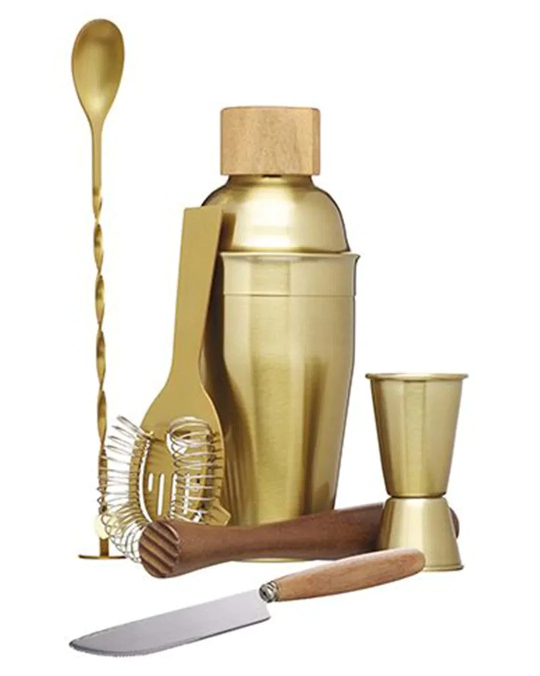 Image of BarCraft Six Piece Gold Cocktail Set