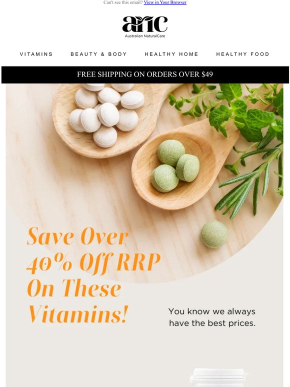 Save over 40% OFF on vitamins!