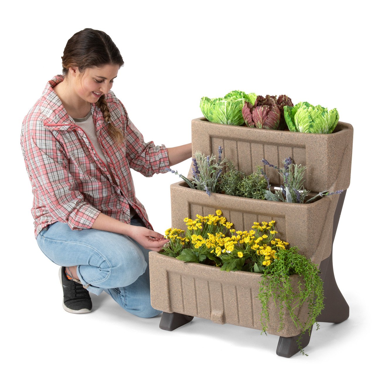 Image of 3-Level Herb & Flower Garden Planter