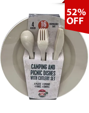 16 Piece Camping and Picnic Dishes with Cutlery Set
