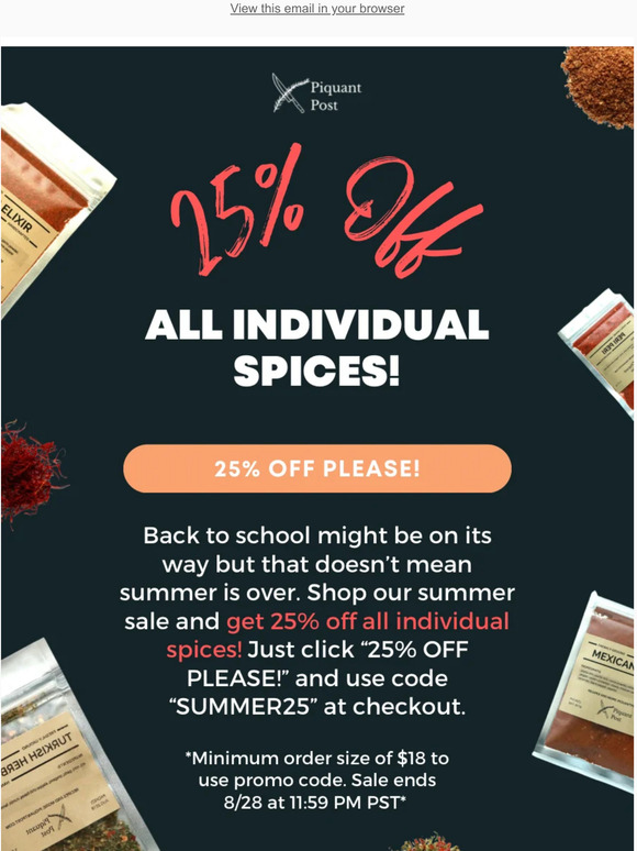 Get 25% Off All Individual Spices!