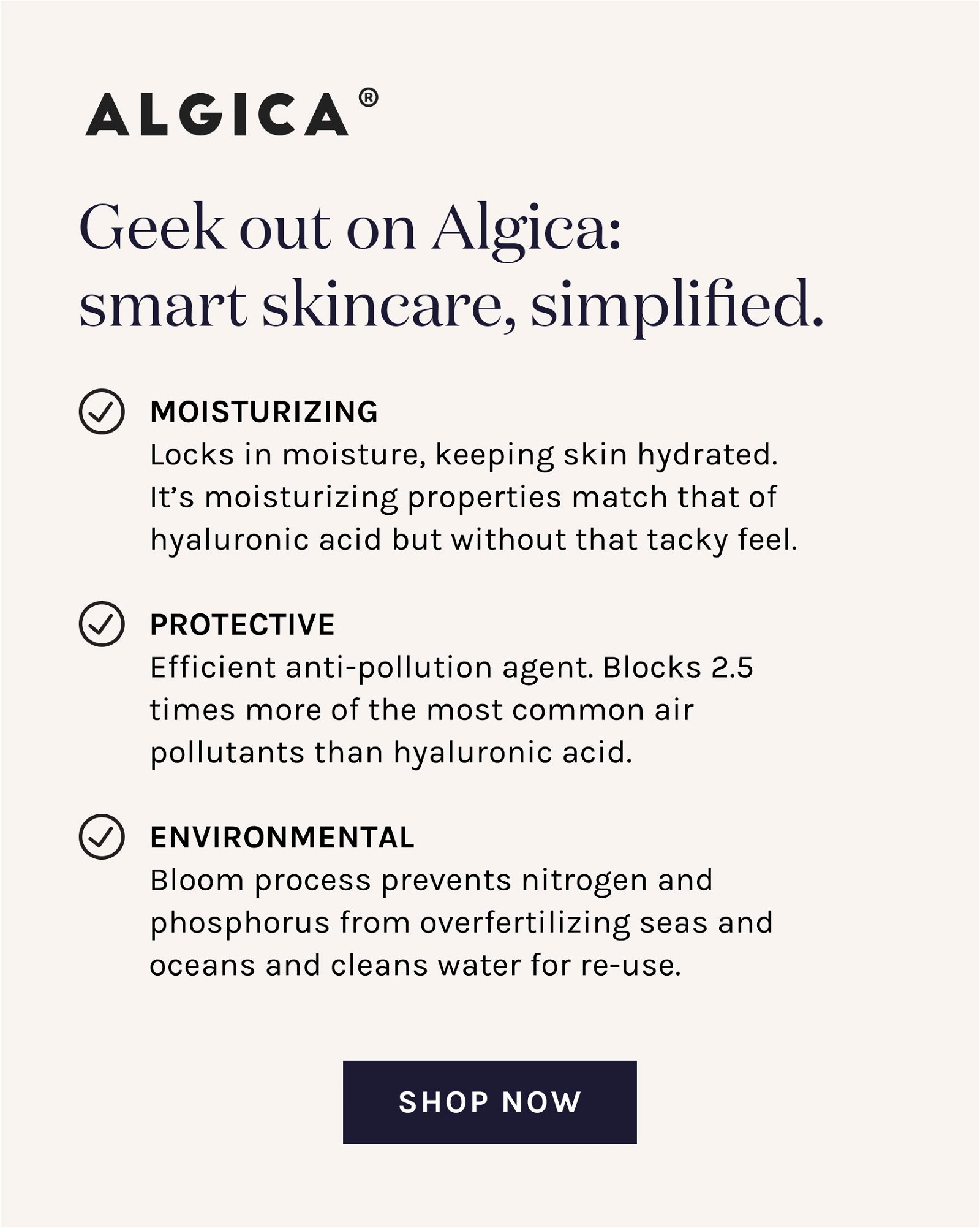 algica- geek out on smart skincare, simplified. 