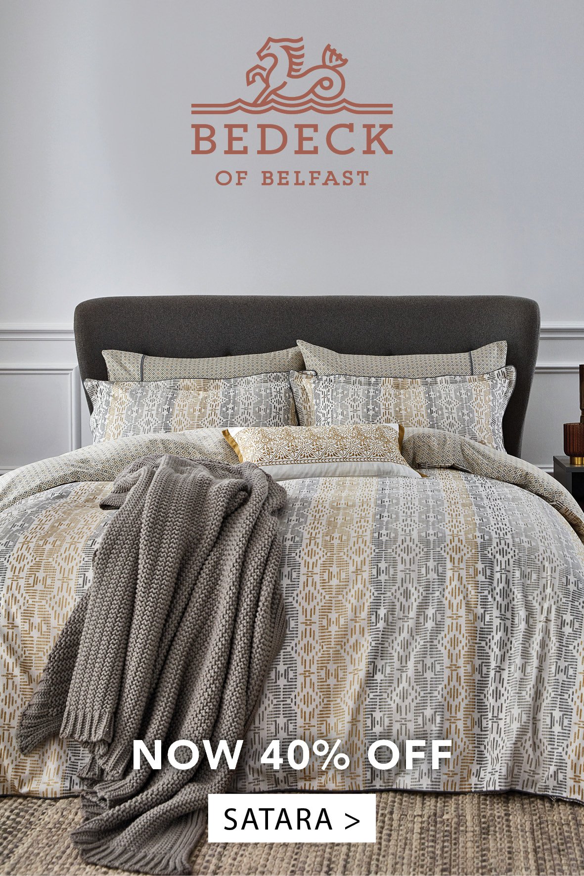Bedeck Of Belfast Satara Bedding in Grey & Chartreuse