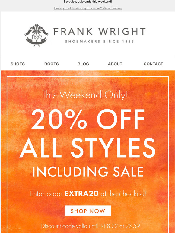 20% Off ALL Styles Including Sale