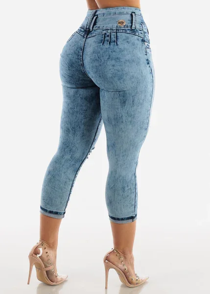 Women's Blue Butt Lift Skinny Jeans - High Rise Levantacola Skinny Jeans –  Moda Xpress