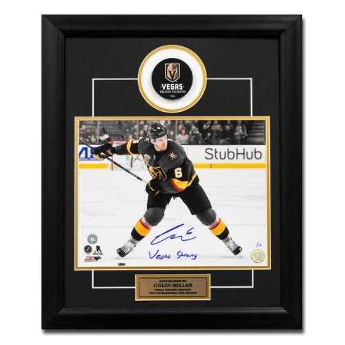 Colin Miller Golden Knights Autographed Signed Vegas Strong 23x19 Puck Frame #/17