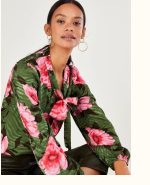 Peonella floral print blouse green
