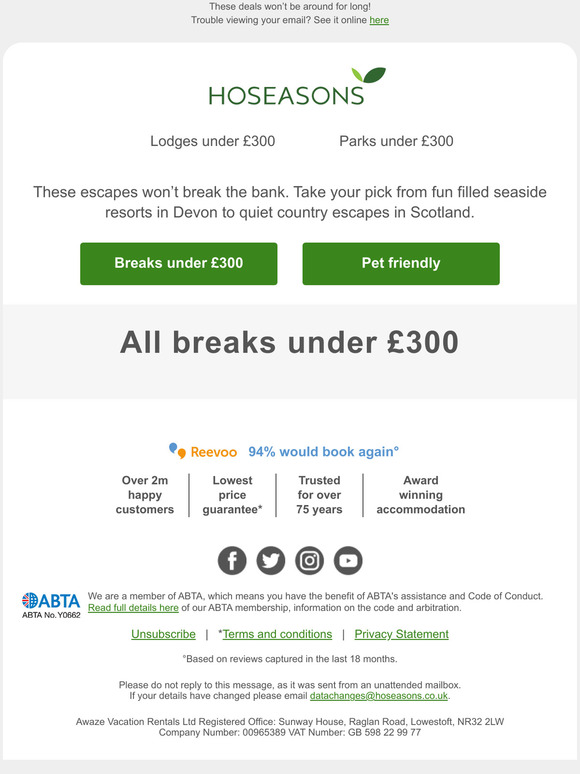 Breaks under £300! 😊