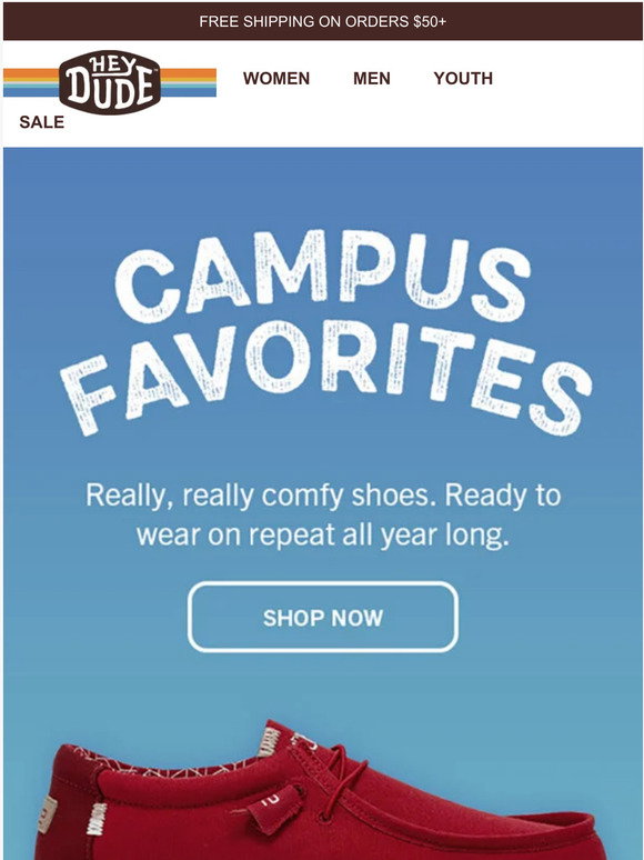 Hey Dude Shoes USA Comfy shoes, campus ready Milled