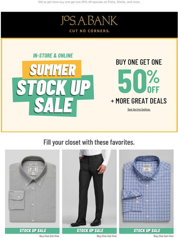 JoS A. Bank Email Newsletters: Shop Sales, Discounts, and Coupon Codes