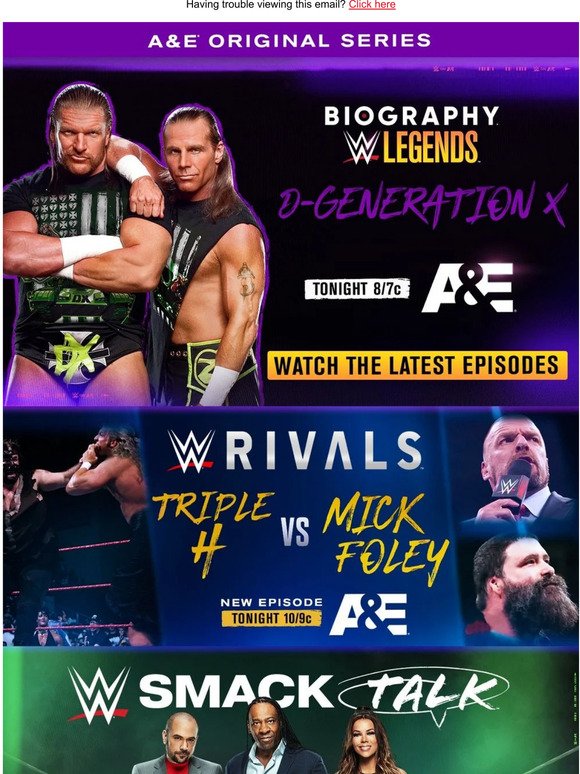CPS Worldwide WWE on A&E Superstar Sunday continues tonight