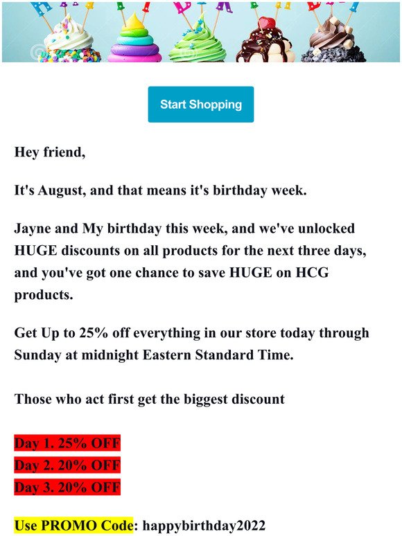 OUR BIRTHDAY SALE 2022 IS LIVE 25% OFF HCG AND KITS