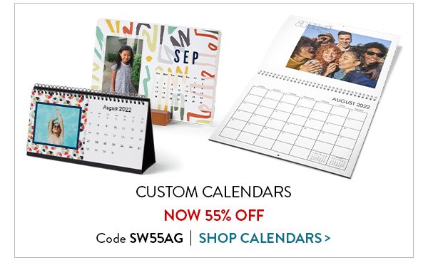 Custom calendars are now 55 percent off. Use code SW55AG. Click to shop calendars