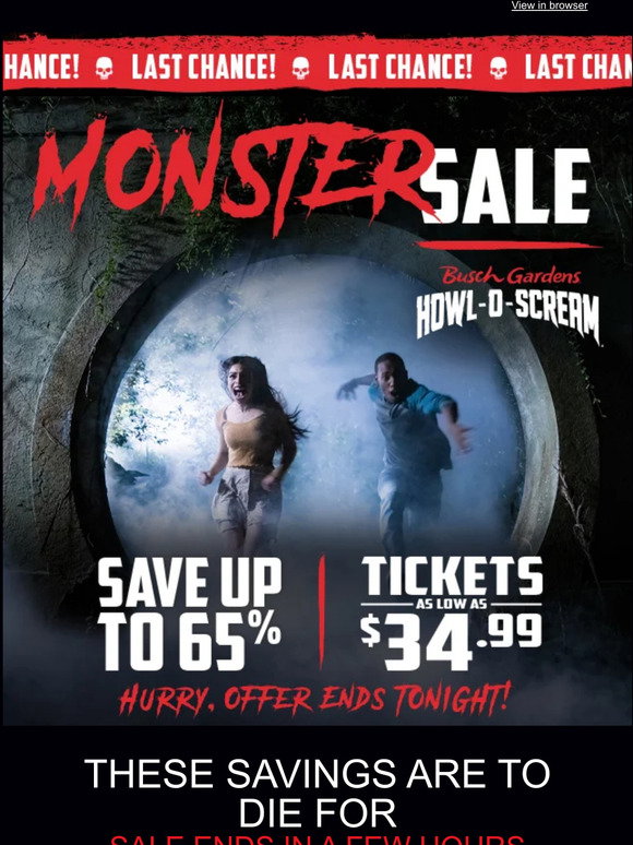 SeaWorld Parks 🦇 FINAL HOURS Save up to 65 on HowlOScream Tickets