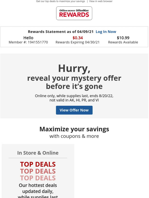 Office Depot® OfficeMax®: Shhh...Reveal Secret Offer ? + More Coupons To  Save | Milled