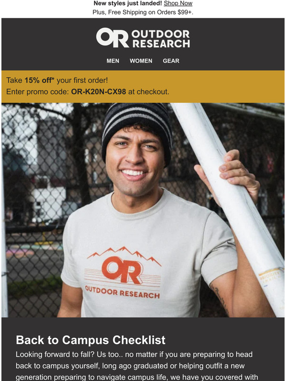 Outdoor Research Back to campus checklist Milled