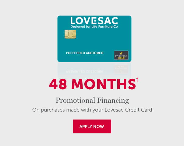 24 Months† | Promotional Financing On purchases made with your Lovesac Credit Card | APPLY NOW >>