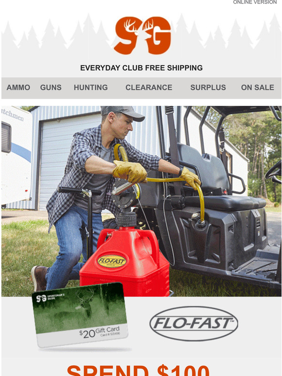 The Sportsman's Guide ENDING TOMORROW Free 20 Gift Card W/ FloFast