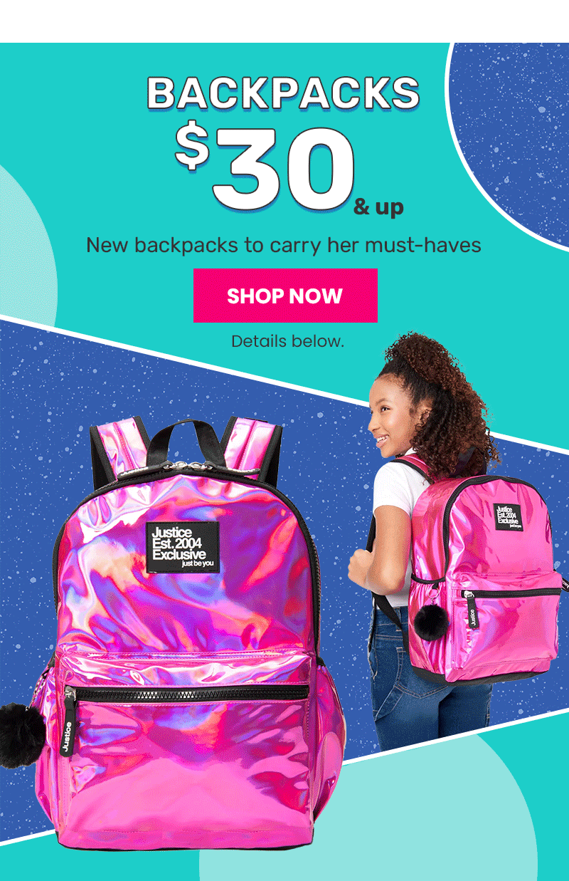 Backpacks $30 & Up Shop Now