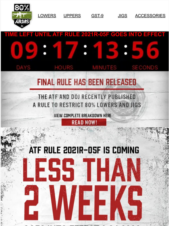 ATF Rule Less Than 2 Weeks Away