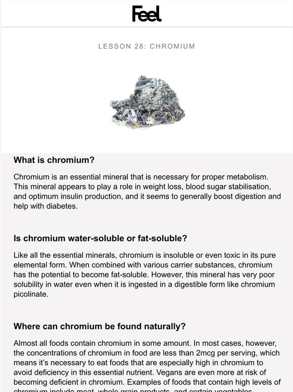 Learn About Chromium in 5 Minutes - The Health Dossier with WeAreFeel