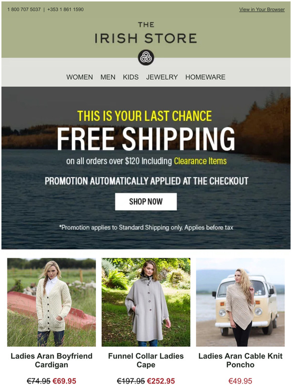 The Irish Store Last Chance Your Order Ships FREE + Up to 75 OFF 🚚