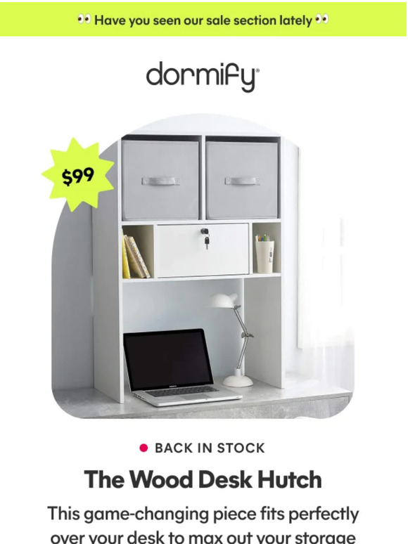 Dormify the wood desk hutch is back in stock! Milled