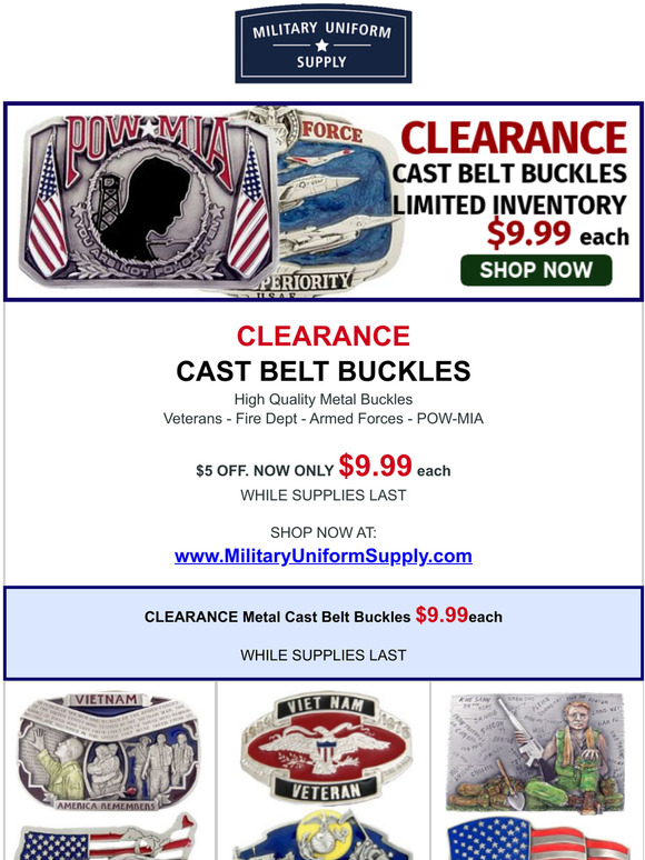 CLEARANCE - $9.99 Cast Belt Buckles - Military Challenge Coins