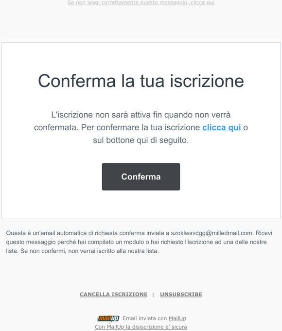 Azione richiesta: conferma la tua iscrizione