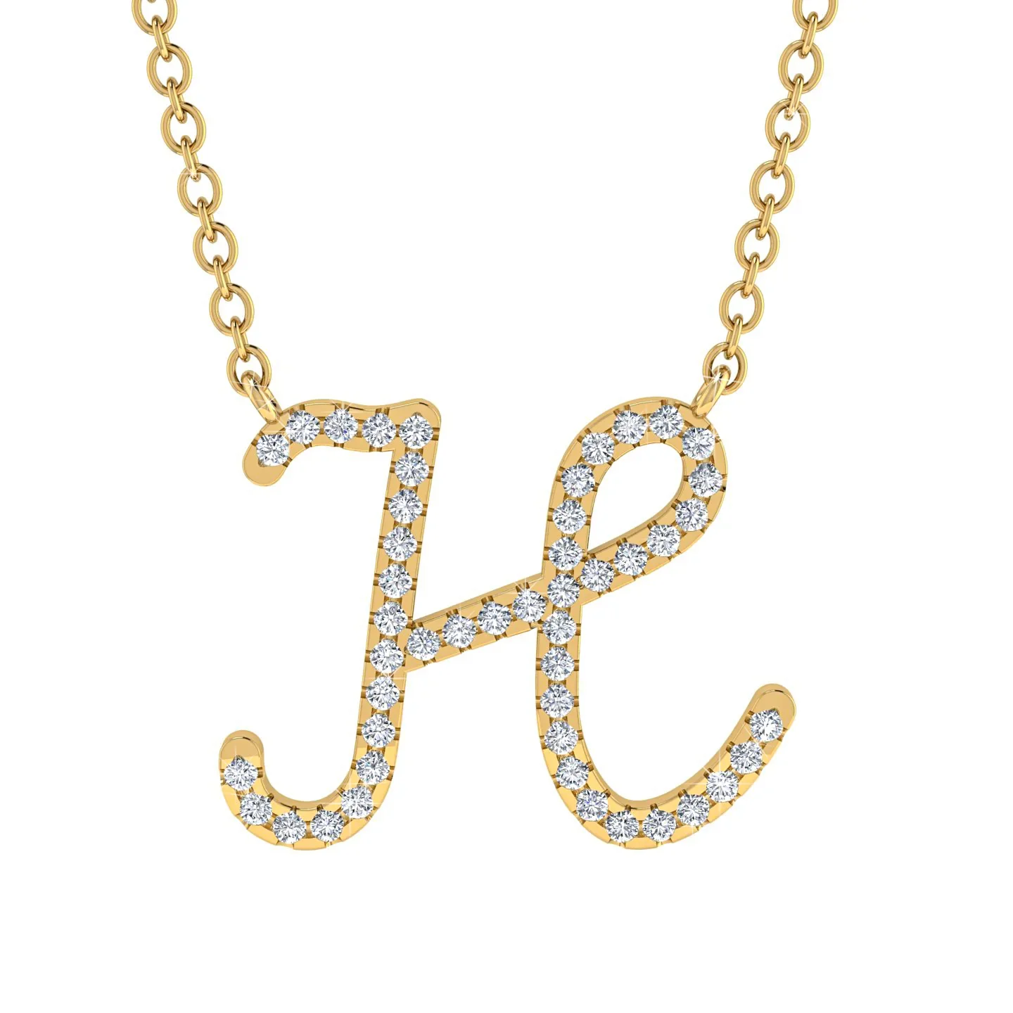 Image of Diamond Gold Letter Necklace - H