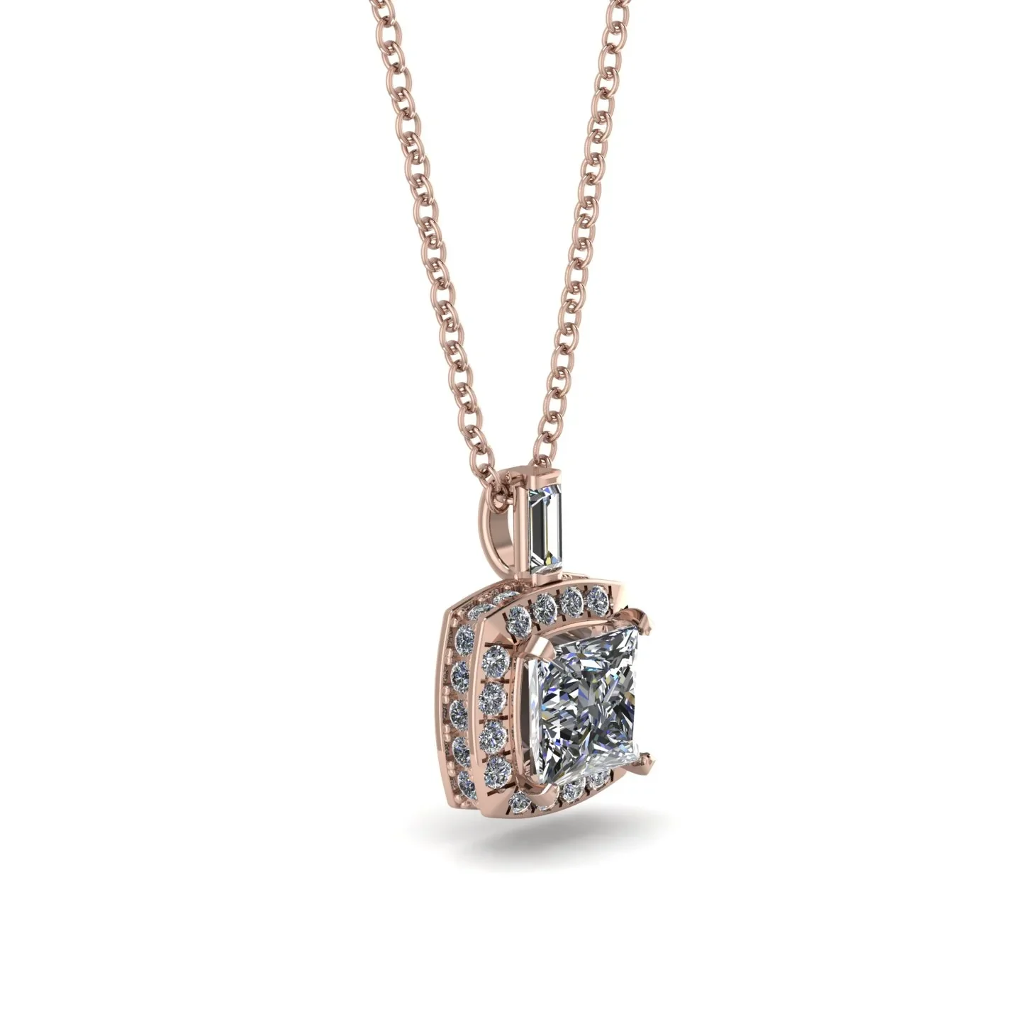 Image of Hidden Halo Princess Cut Diamond Necklace - Georgia No. 2