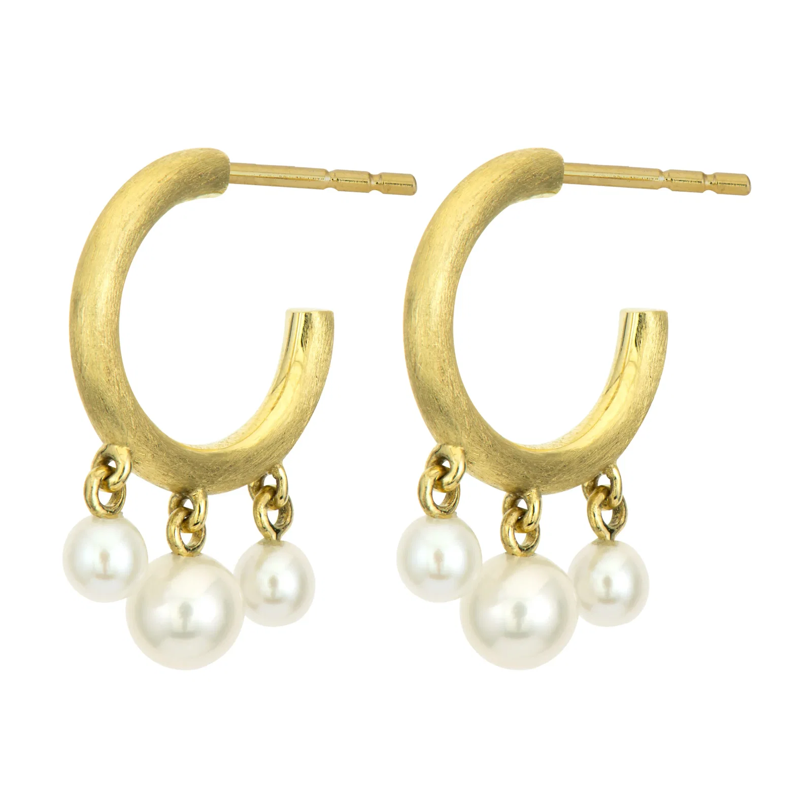 Image of Provence Gold Hoops With White Pearls