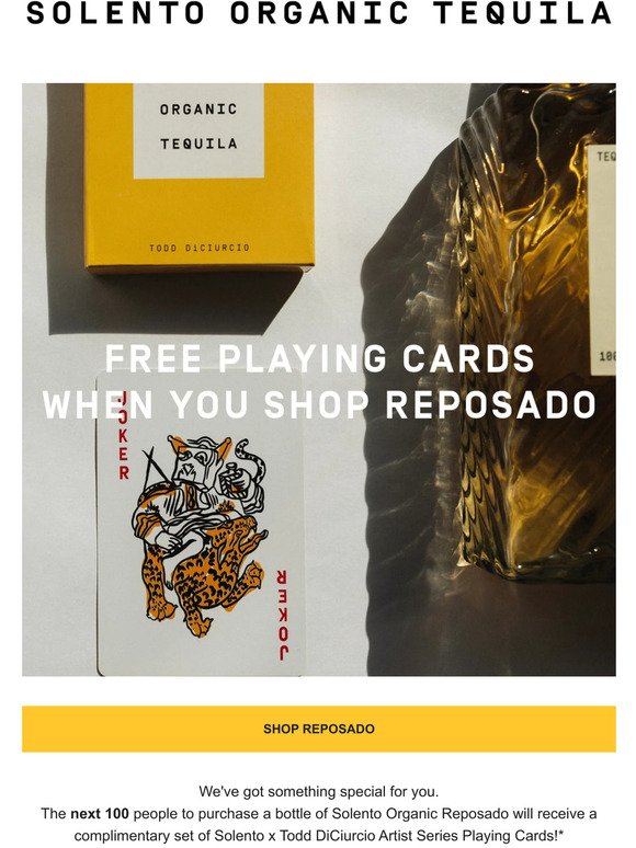 Free Playing Cards when you shop Reposado!
