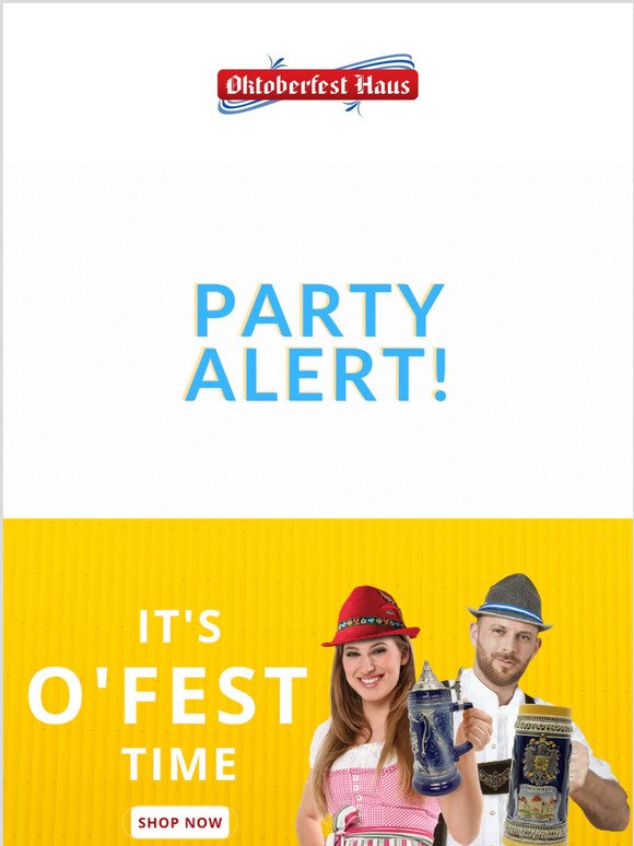 Party Alert! Throw a Memorable Oktoberfest Event at Home. Save time prepping your Oktoberfest party with convenient One-Stop shopping for all things Oktoberfest at USA's German Party Central.