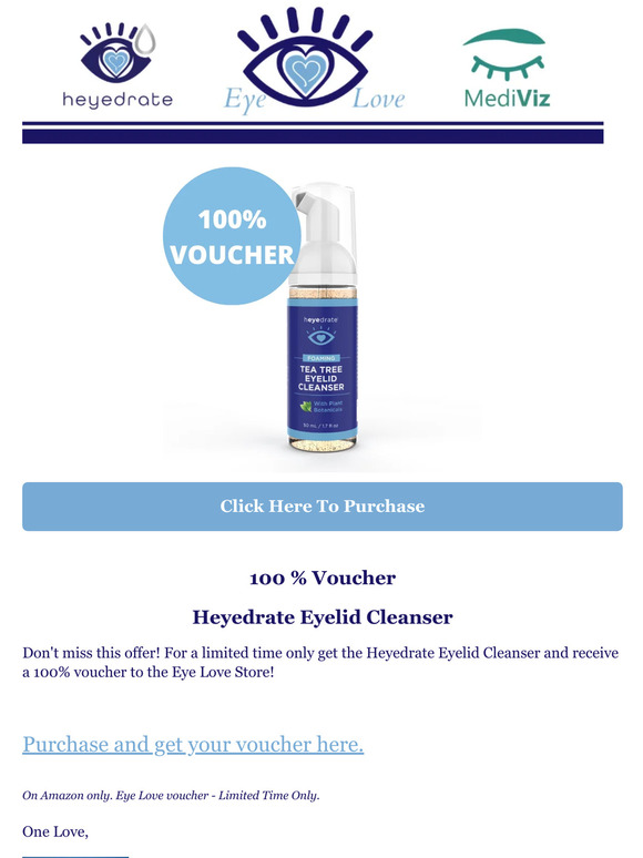 Eye Love, LLC Heyedrate Eyelid Cleanser Milled