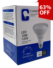 Candex 750 Lumen LED 10W 120V 3000K BR30 Dimmable Energy Efficient Light Bulb