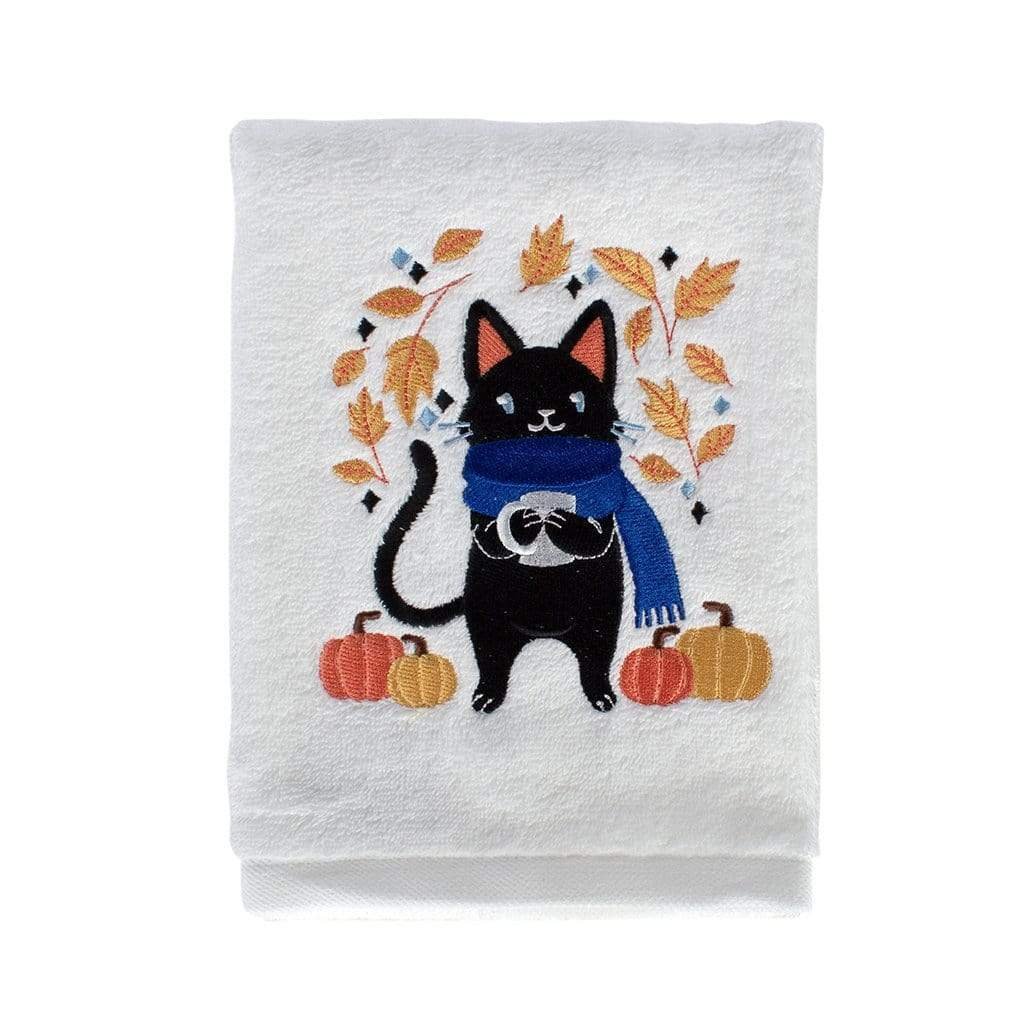 Image of Fall Cat & Pumpkins Hand Towel