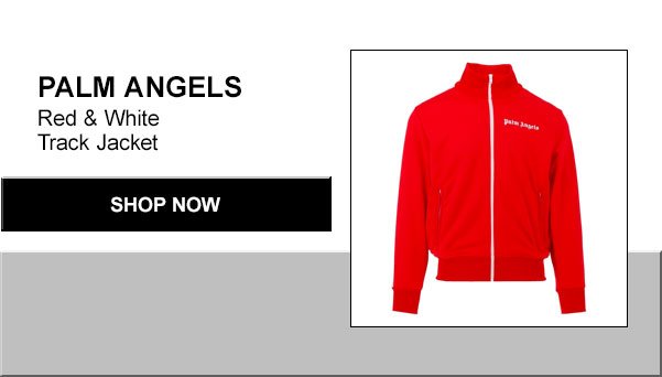 Palm Angels red and white track jacket. Shop now