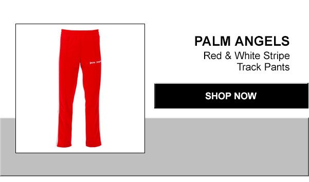 Palm Angels red and white track pants. Shop now