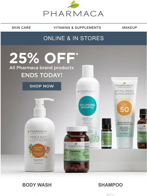 [ENDS TONIGHT] Save 25% On Pharmaca Branded Products!