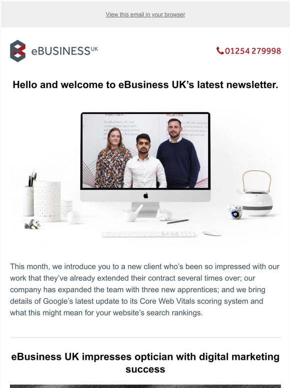 August newsletter: Optical Revolution signs up for more, three apprentices join us and Google announces another update