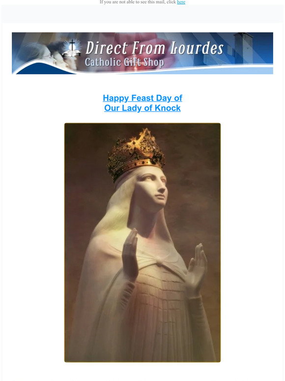 catholic gift shop ltd Feast Prayer Our Lady of Knock Milled