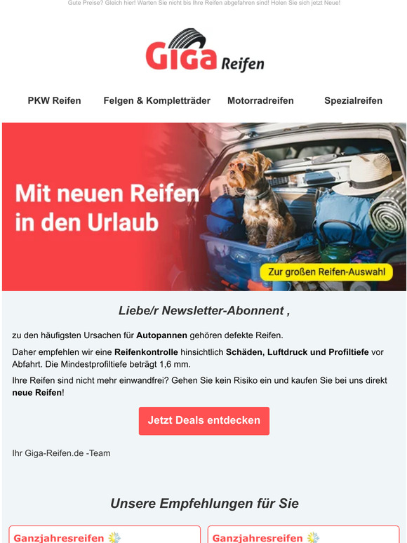 Die besten Reifen-Deals zur Urlaubszeit