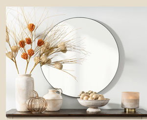 Silver Metal Linear Round Mirror