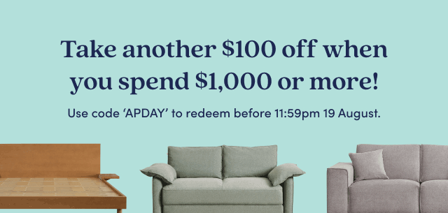 Take another $100 off when you spend $1,000 or more