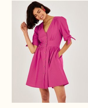 Delilah dobby dolly dress in sustainable cotton pink